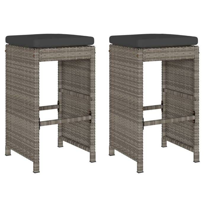 CHIC Tabourets de bar jardin coussins lot de 2（2 pcs) gris résine tressée - 40x40x76 cm 798636 S11