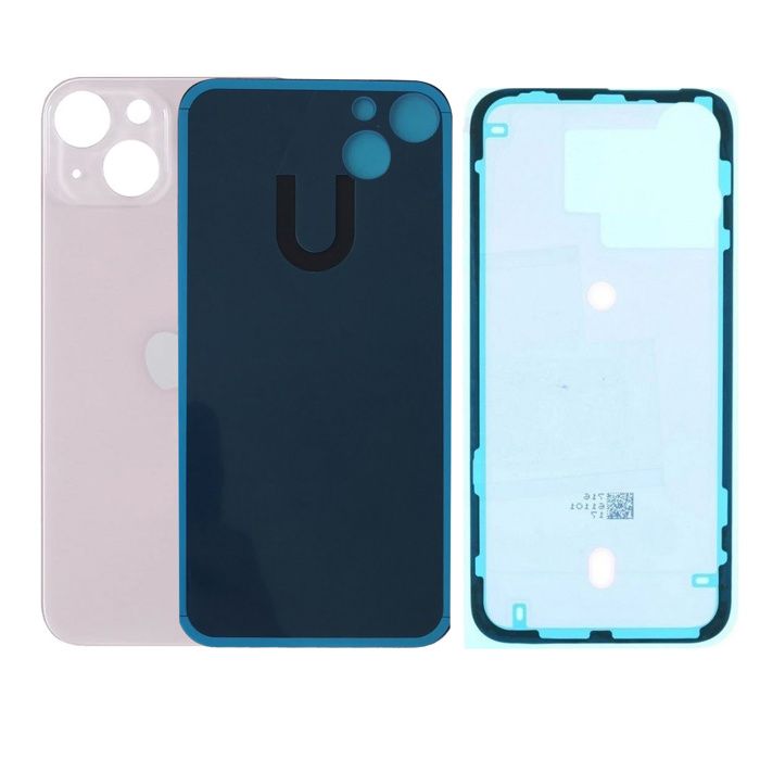 Vitre Arriere Remplacement iPhone 13 Mini Rose Pink avec Autocollant Preinstalle