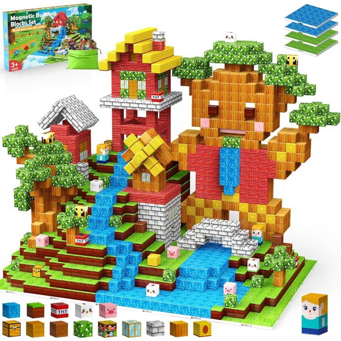 100 Blocs Magnétiques Compatibles 2 Cm – Jouet De Construction ABS – Bases Extensibles – Dès 3 Ans
