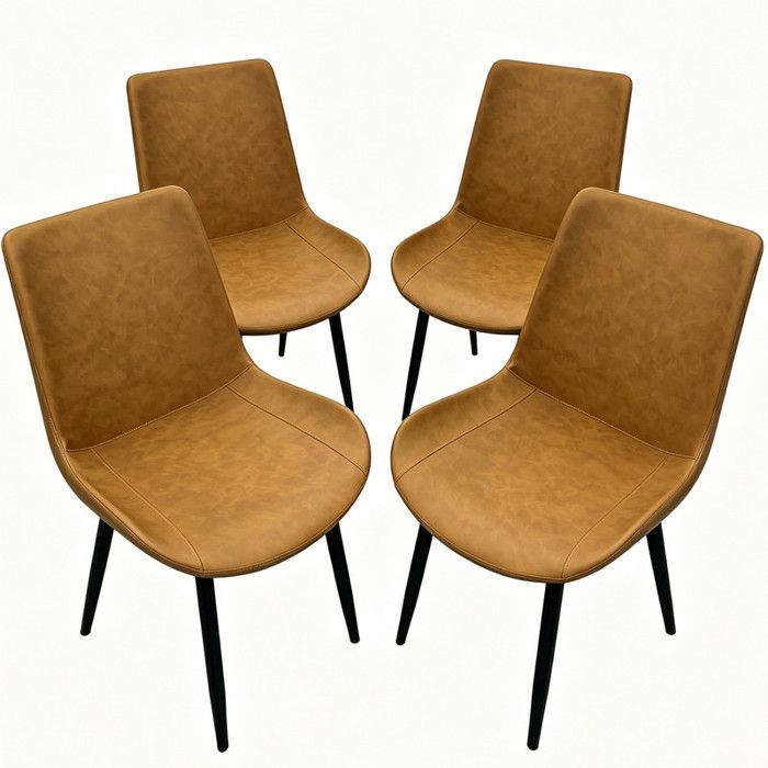 Chaise de salle à manger rembourrée Lot de 4 - DANNASI Marron Chaise de bureau silencieuse adaptées à la salle à manger/salon/café