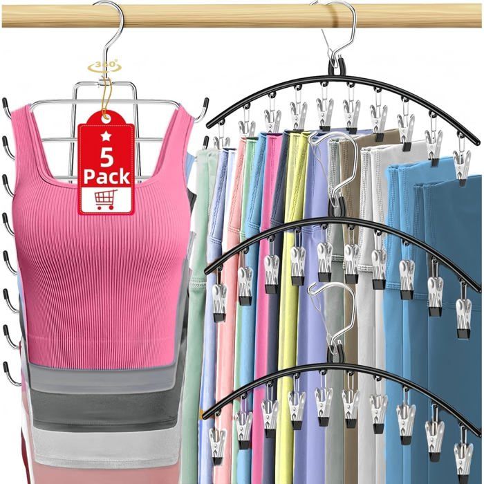 Lot de 5 cintres gain de place organiseur leggings et pantalons avec pinces cintre débardeurs métal pliable