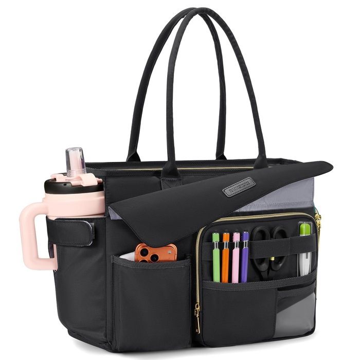 RAINSMORE Sac de Travail Femme avec Compartiment Repas Isotherme Sac Ordinateur Portable 15 6 Pouces Grande Capacité Noir  GLACIERE