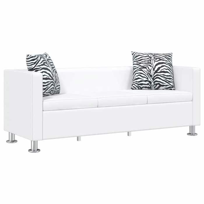 BONNE&11314 Canapé à 3 places cuir artificiel blanc (VIDAXL)