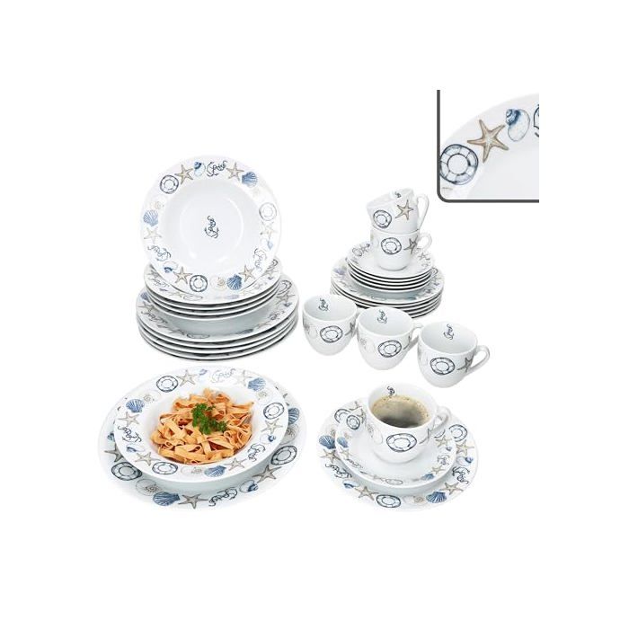 Service complet - MAMBOCAT - Neptun - 30 pièces - Porcelaine - Motifs maritimes Service complet - MAMBOCAT - Neptun - 30 pièces - Porcelaine - Motifs maritimes