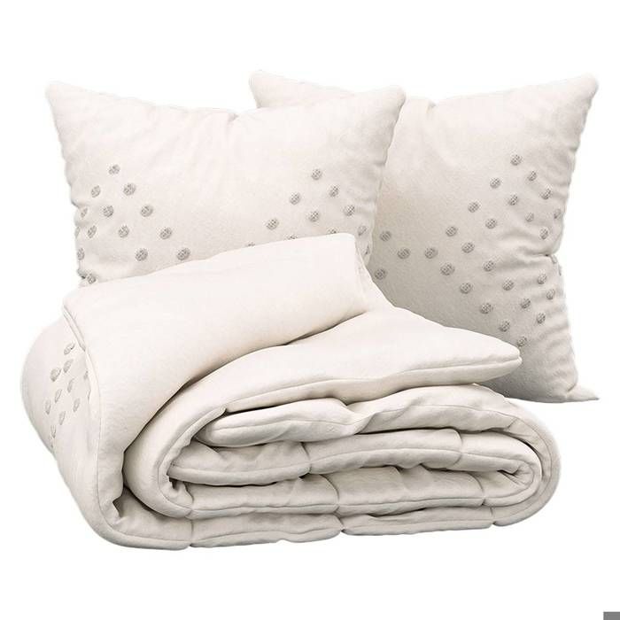 Parure de lit Vilma coton lavé tufté blanc ivoire 240x220cm - Atmosphera Créateur dintérieur