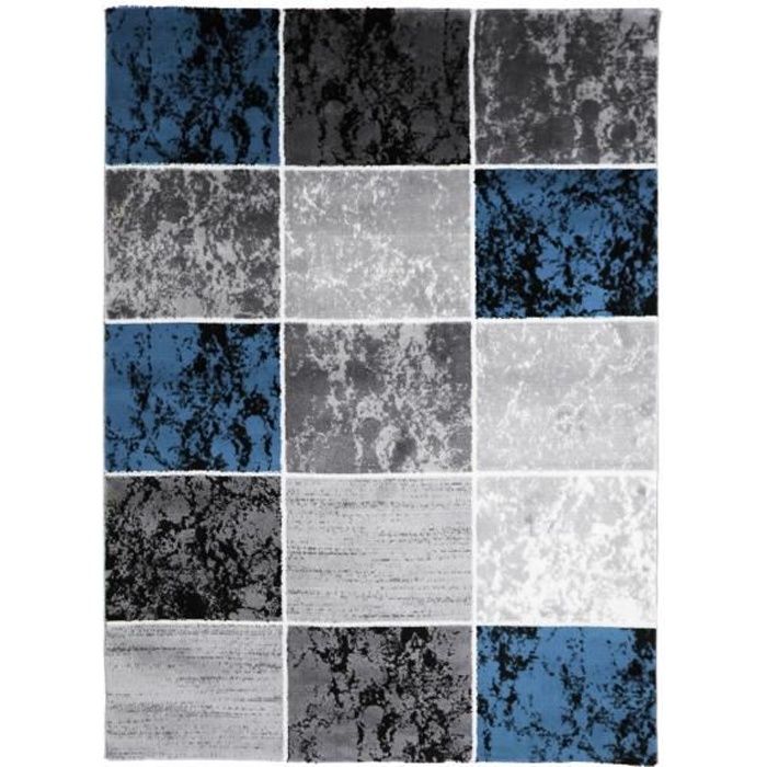 SUBWAY CUBE Tapis de salon en polypropylène - 200 x 290 cm - Bleu