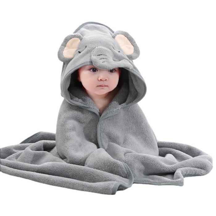 Serviette de bain Bebe en Peluche avec capuche aux oreilles mignonnes douce super absorbante Cadeau pour Nouveau ne 0 2 Ans Gris Cdiscount Maison