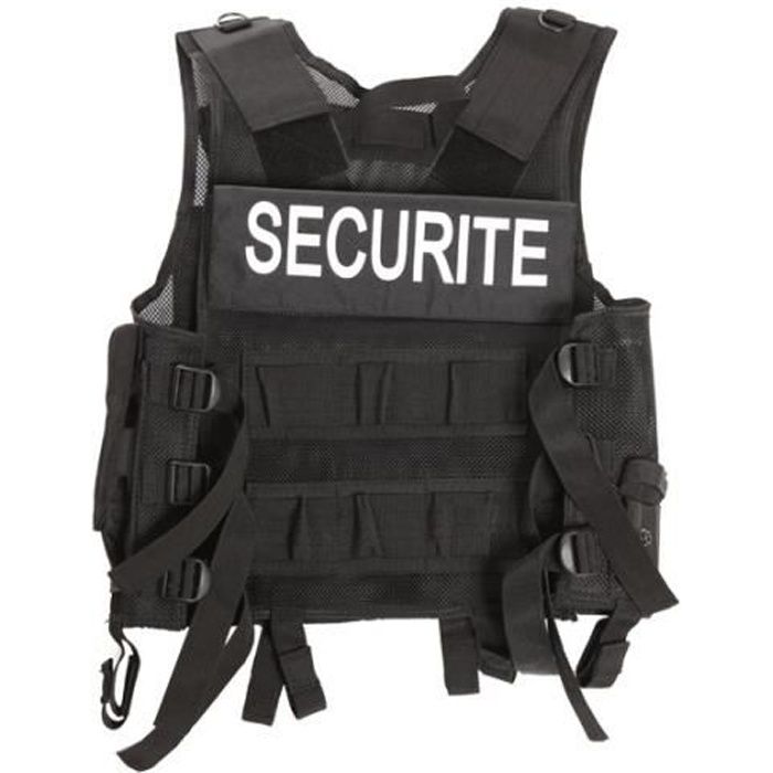 Gilet tactique assaut agent sécurité noir - Vêtements sécurités