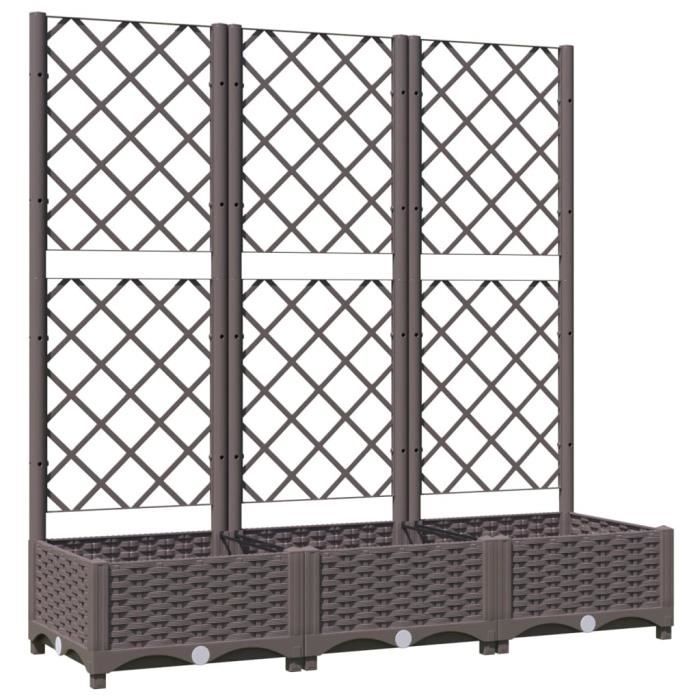 Jardinière avec treillis - ASHATA - Marron - 120x40x1215 cm - PP - Résistante aux intempéries
