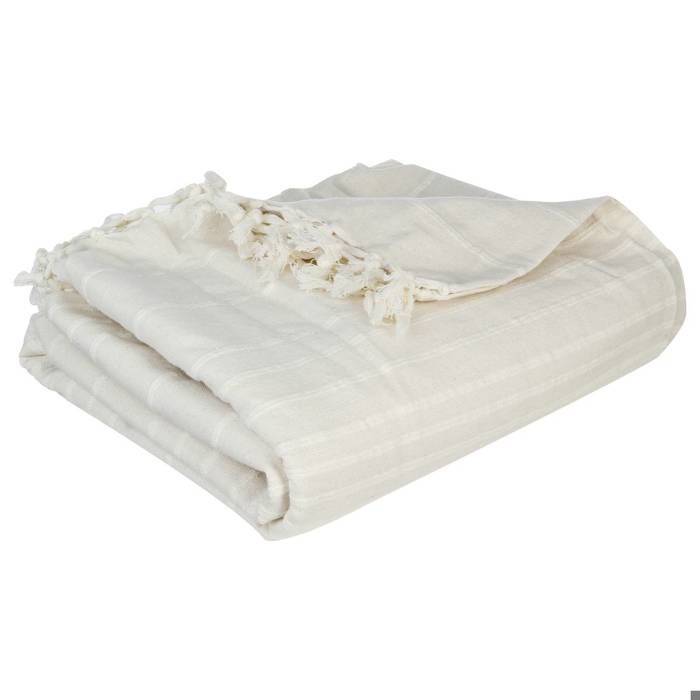 Jeté de lit Anjali en coton blanc ivoire 230x250cm - Atmosphera Créateur dintérieur