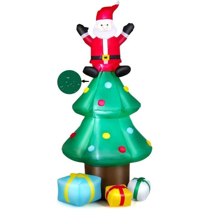 Sapin De Noël Gonflable Acemall 180 Cm – Père Noël Multicolore LED – Int/Ext