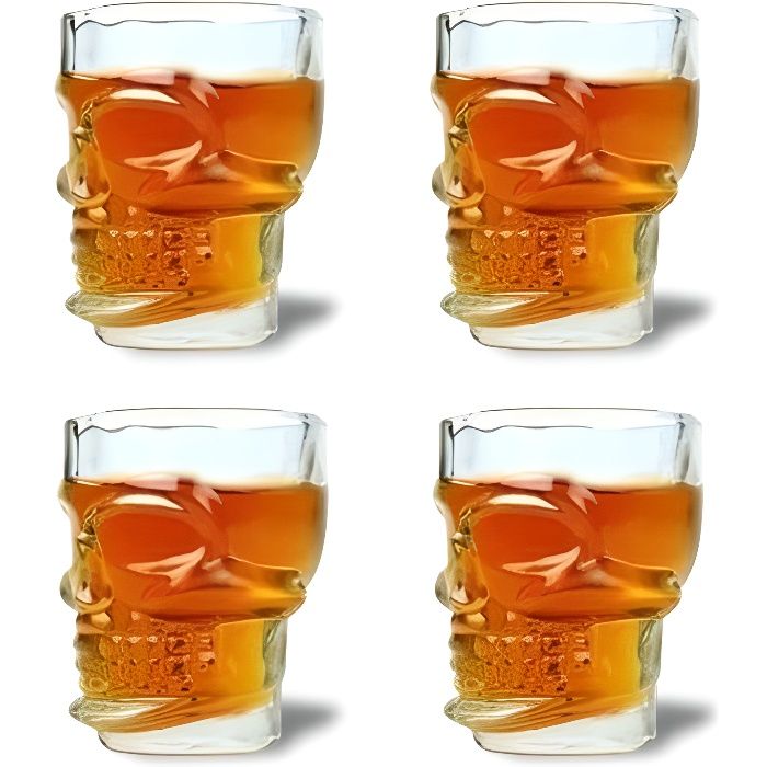4 cl Sendez Lot de 6 verres à shot en forme de tête de mort