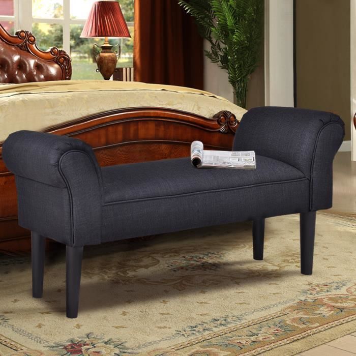 Bout De Lit Banc Banquette Avec Accoudoirs Courbes Pieds En Bois Siege Rembourree Surface En Tissu Comfort 102 X 31 X51 Cm Noir Achat Vente Bout De Lit Bout De Lit Noir Cdiscount