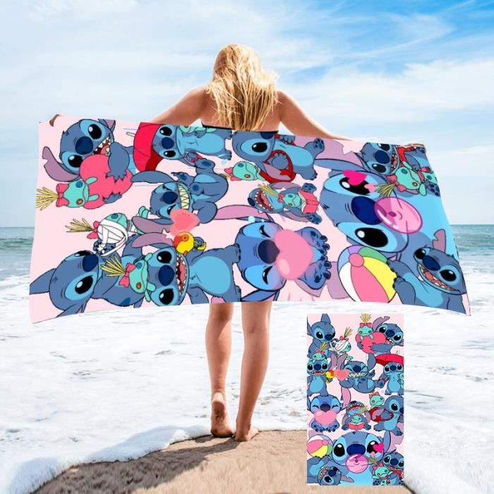 Serviette De Plage Stitch 70x140cm - Douce, Séchage Rapide - Pour Plage, Piscine Ou Spa