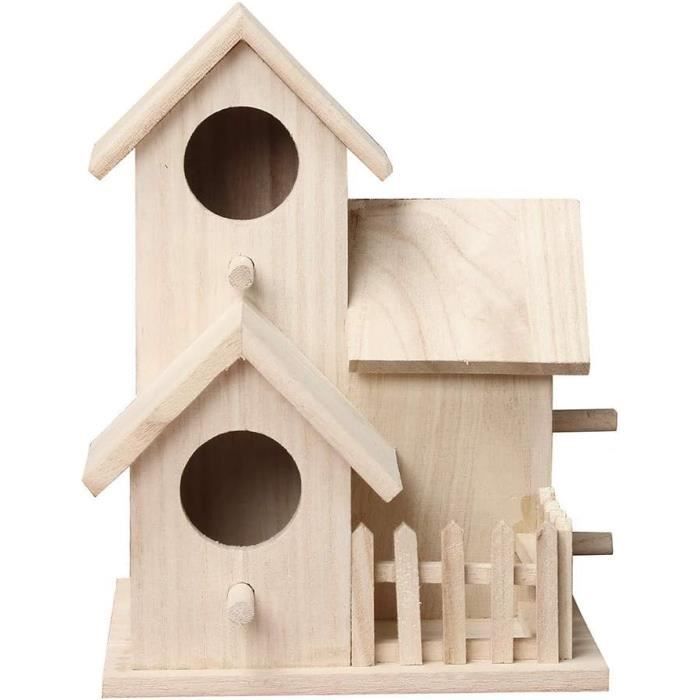 Nichoir à Oiseaux En Bois Pour Extérieur - Maison Pour Oiseaux Déco Jardin - Moderne, Compact (19x14.5x25 Cm)