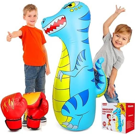 Sac De Frappe Gonflable Enfant 168 Cm Avec Gants - Inclus Pompe - Pour Karaté, Taekwondo, Boxe - Cadeau Garçon/fille 5-18 Ans