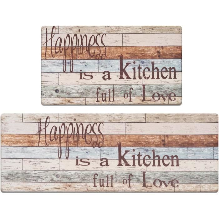 Tapis De Cuisine Antidérapant - Set De 2 - Lavable En Machine - Dessous Silicone - 43x75cm + 43x120cm