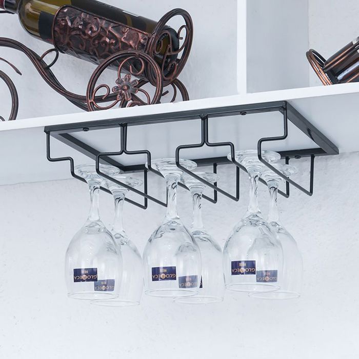 Rail Porte Verres Suspendu Bar Noir Rack A Verres Rangement