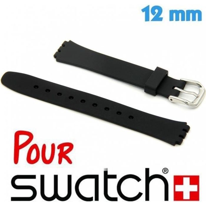 Bracelet Silicone lisse Noir pour montre Swatch 12 mm Silicone Noir Bracelet  montre Swatch , - Achat/vente bracelet de montre - Cdiscount