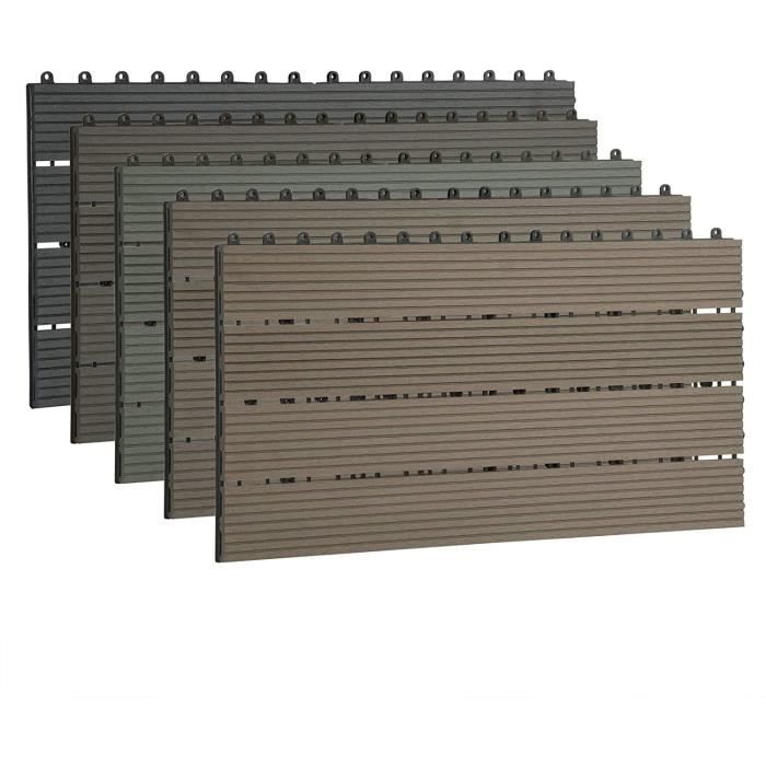 EUGAD Dalle terrassepour Jardin BalconProtection Sol Fixation clipsable12 piècesAnthracite30x60cm