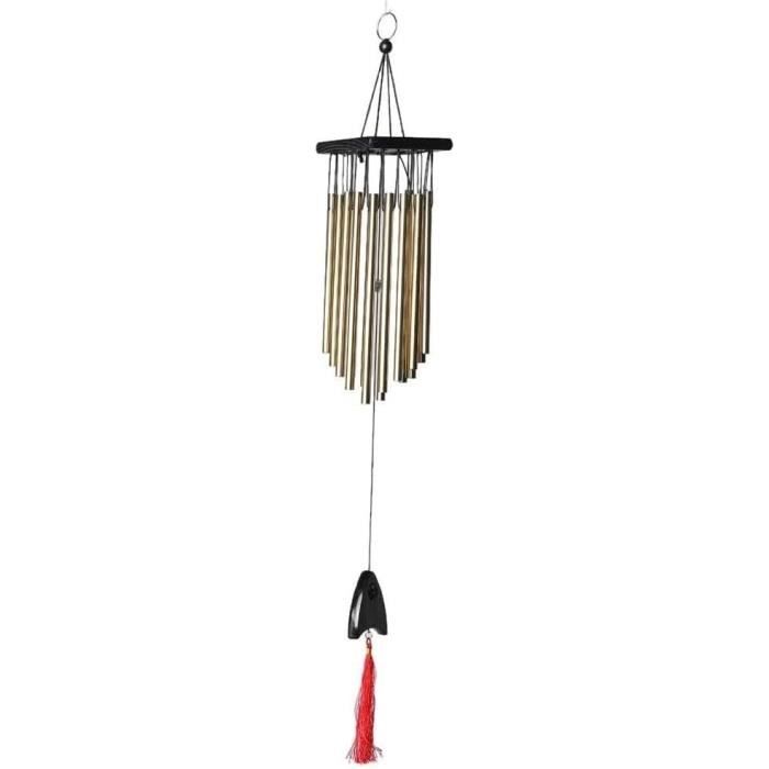 Carillon à Vent Aluminium 58 Cm - 12 Tubes, Pour Jardin, Balcon Ou Intérieur, Son Apaisant