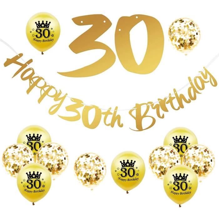 30Th Bannière Joyeux Anniversaire Happy Birthday Bannière Or Banderole