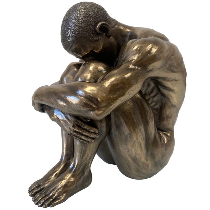 Statuette Véronèse en résine - Homme Nu assis 17 cm