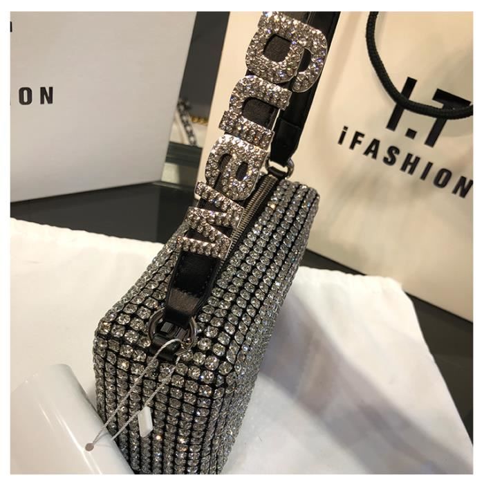 Avec wang 19cm Sac main en diamant Flash pour femme Mini