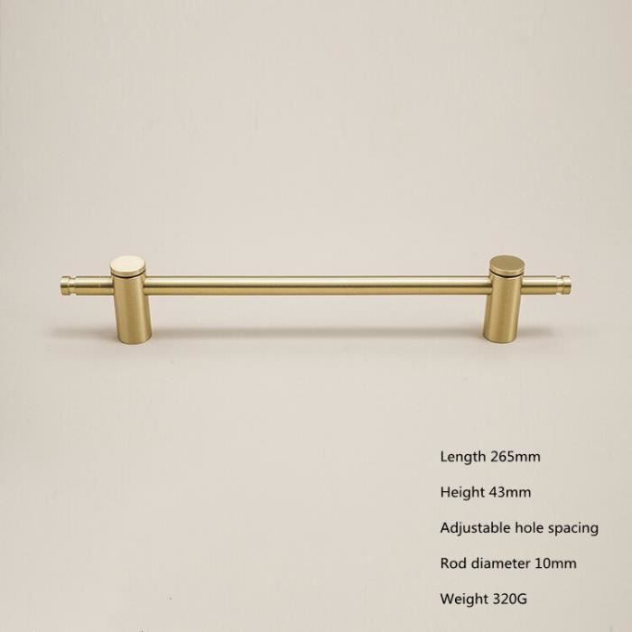 260 mm - Poignée longue en laiton pur pour meubles, moderne, Simple, lumière dorée, luxe, armoire de salle de