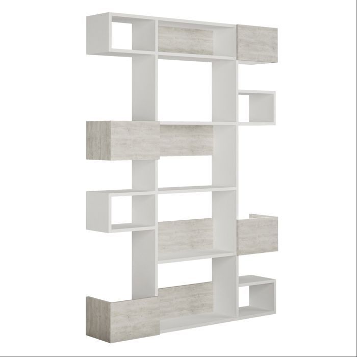 SUBLEEM Étagère LENIO Blanc / Blanc clair Blanc Détail couleur Nombreux rangements Mélaminé SUBLEEM Étagère LENIO Blanc / Blanc clair Blanc Détail couleur Nombreux rangements Mélaminé