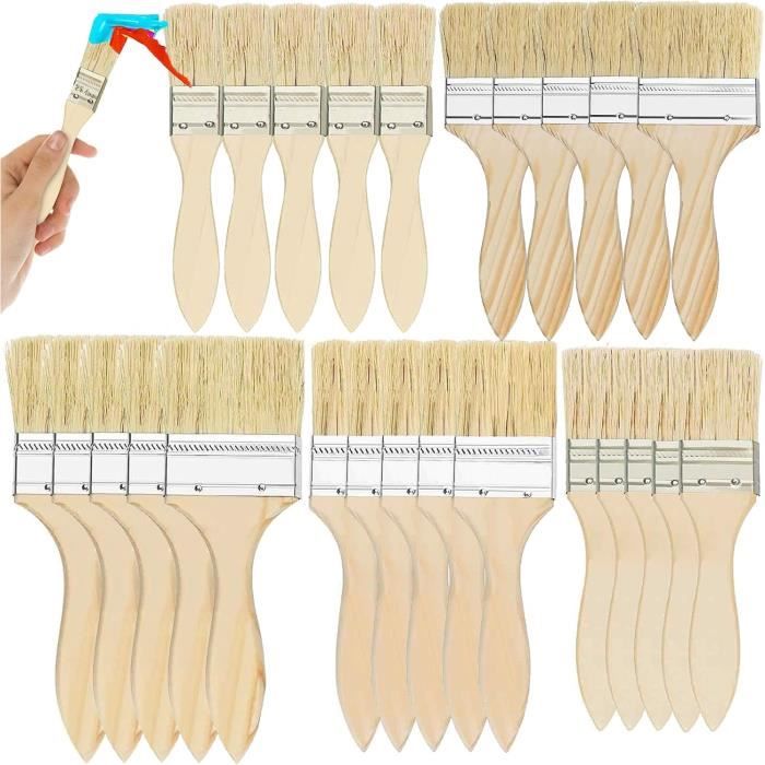 3 Pinceaux Pâtisserie Bois - Poils Naturels - Pour Beurre, Huile, Marinades