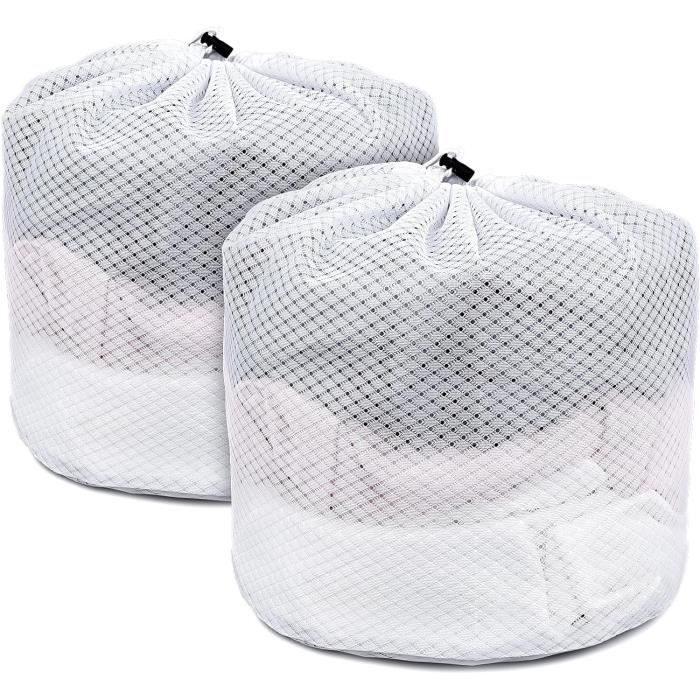 2 Filets à Linge Réutilisables 60x80 Cm - Pour Machine à Laver, Cordon De Serrage