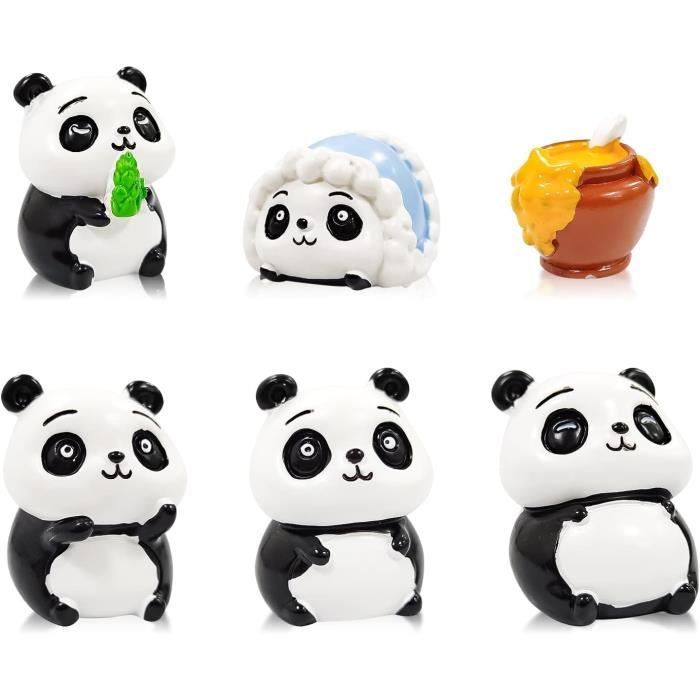 8 Pièces Miniatures Jardin Ornement Animaux Mignon Panda Figurines Décoration Gâteau Panda Mini Statue Artisanat pour Ornements Jardin Fées Bonsaï Décoration Maison