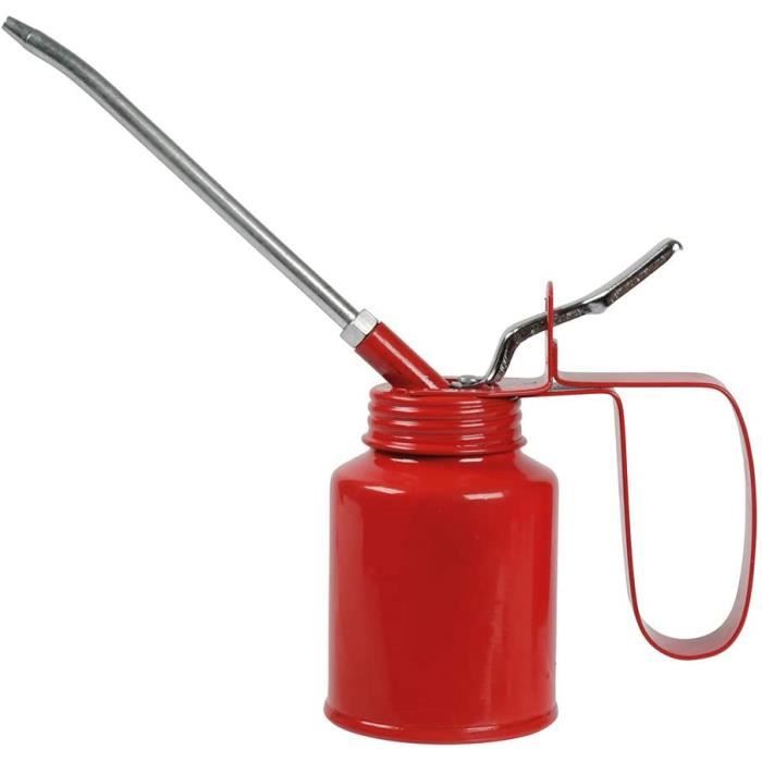 Burette à Huile COGEX 250ml - Métal, Bec Fixe, Poignée Rouge Et Finition Chromée - Pour Bricolage Et Entretien