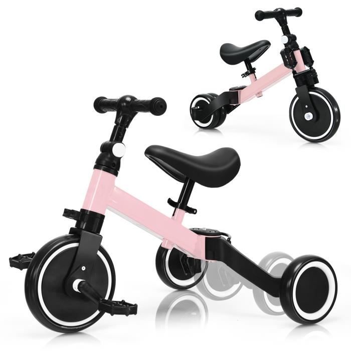 Tricycle évolutif rose 3en1 pour enfant 10 à 36 mois