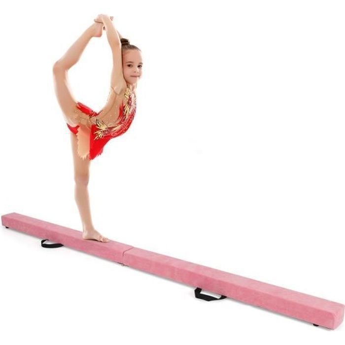 YUENFONG Poutre Gymnastique Pliable 210 Cm - Équilibre Enfants Adultes Avec Sac Transport Rose/Violet