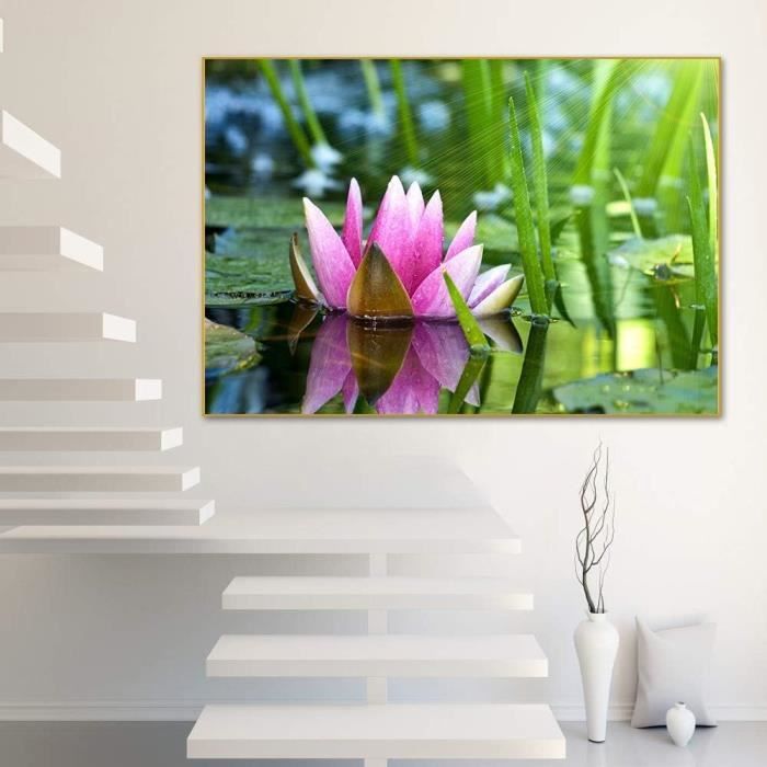 Kit Peinture Diamant Lotus 5D - Broderie Diamond Painting Fleur 40x30cm Décoration Murale