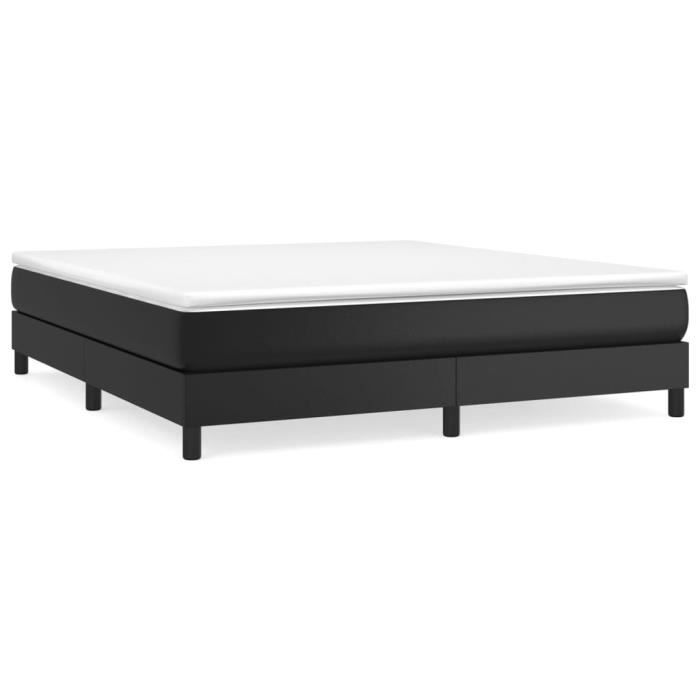 Sommier à ressorts - GAROSA - Noir - 180x200 cm - Similicuir - Pieds inclus