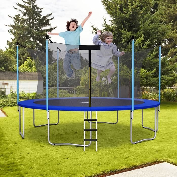 GOPLUS Filet de Sécurité pour Trampoline 305 CM, Filet de Trampoline 6 Poteaux, Résistant aux UV, Double Fermeture Éclair,Noir