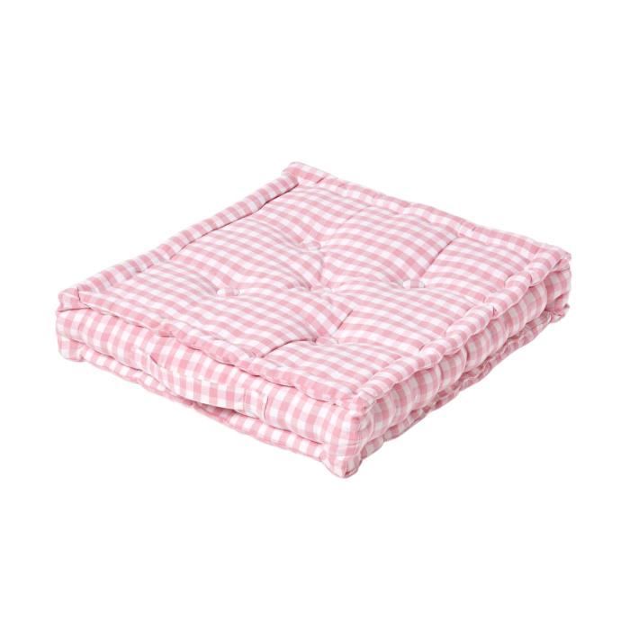 Coussin de sol - HOMESCAPES - Carreaux Vichy - Rose - 50 x 50 cm - Intérieur Coussin de sol - HOMESCAPES - Carreaux Vichy - Rose - 50 x 50 cm - Intérieur