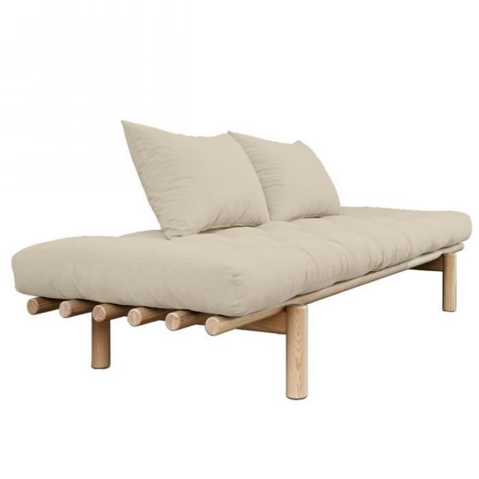 méridienne futon pace en pin coloris beige couchage 75*200 cm. beige bois inside75