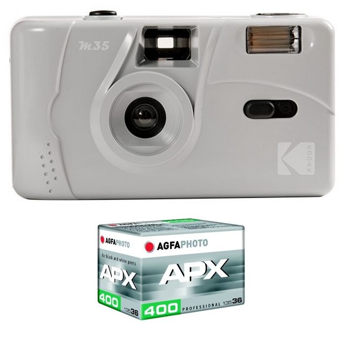 KODAK Pack M35 Argentique + Pellicule APX 400 36 poses - Appareil Photo Kodak Rechargeable 35mm Gris Objectif Grand Angle Fixe KODAK Pack M35 Argentique + Pellicule APX 400 36 poses - Appareil Photo Kodak Rechargeable 35mm Gris Objectif Grand Angle Fixe