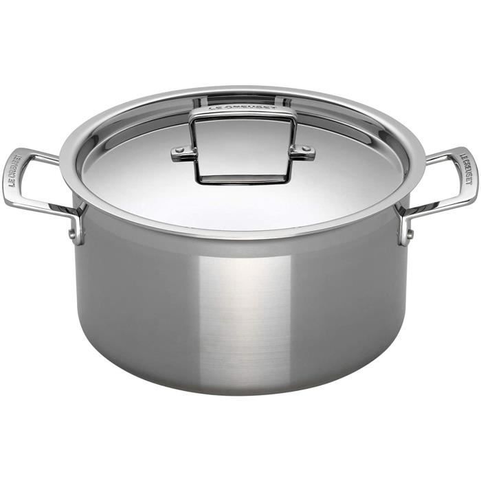Faitout Inox 26cm Avec Couvercle En Verre - Compatible Induction, Gaz, Vitrocéramique - Idéal Pour Soupes, Pâtes Et Légumes - 2