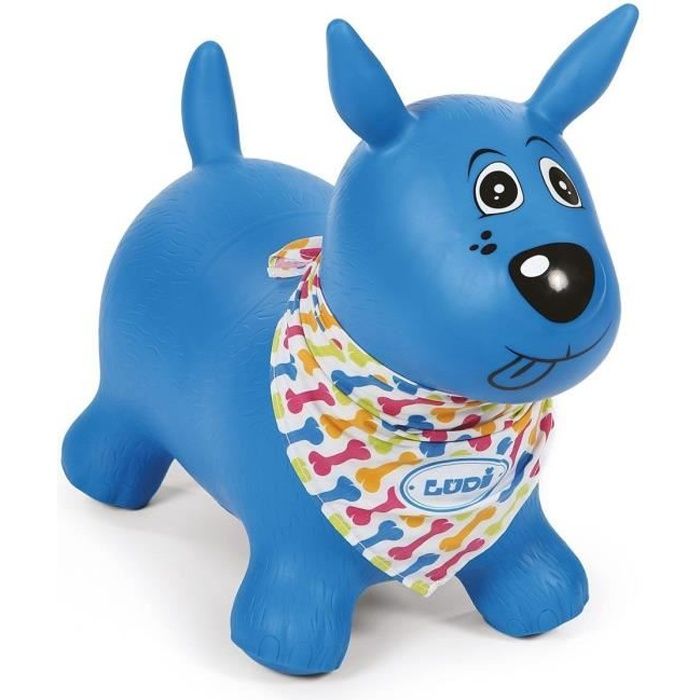 Ballon sauteur chien bleu LUDI - pour enfant dès 10 mois - intérieur et extérieur