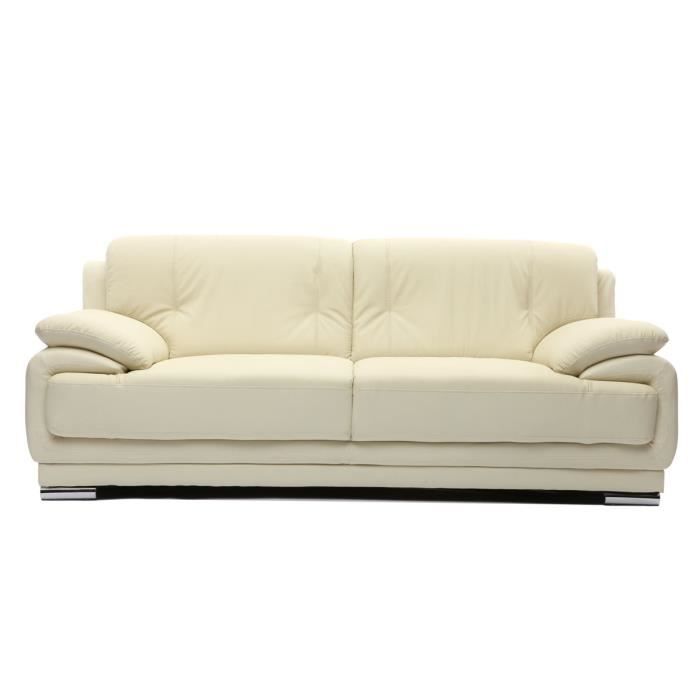 Miliboo Canape Cuir Design Creme 3 Places Tamara Cuir De Vache