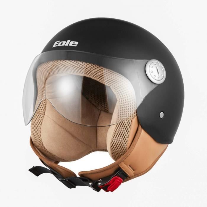 Eole - Casque Jet Road noir intérieur marron