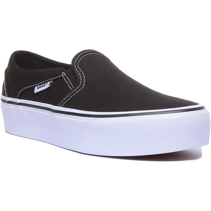 Vans Asher chaussures à semelles compensées noires blanches classiques pour femmes