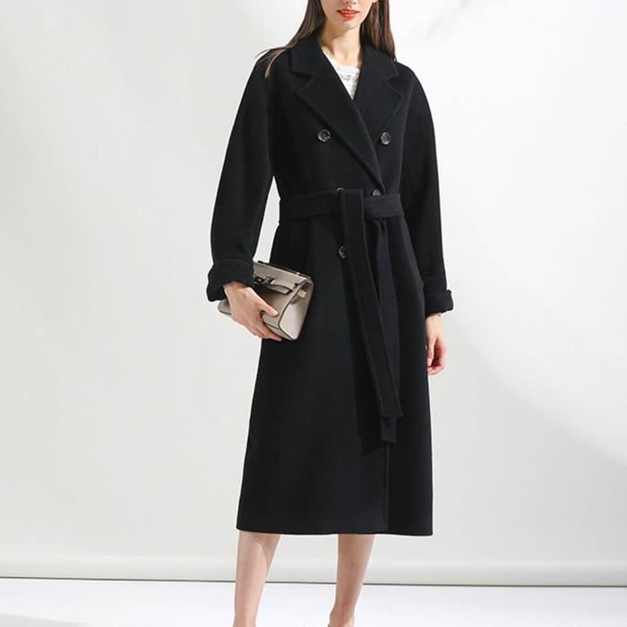 Trench Femme Coupe Vent Outwear Slim Fit A Revers Long Noir Noir Cdiscount Pret A Porter