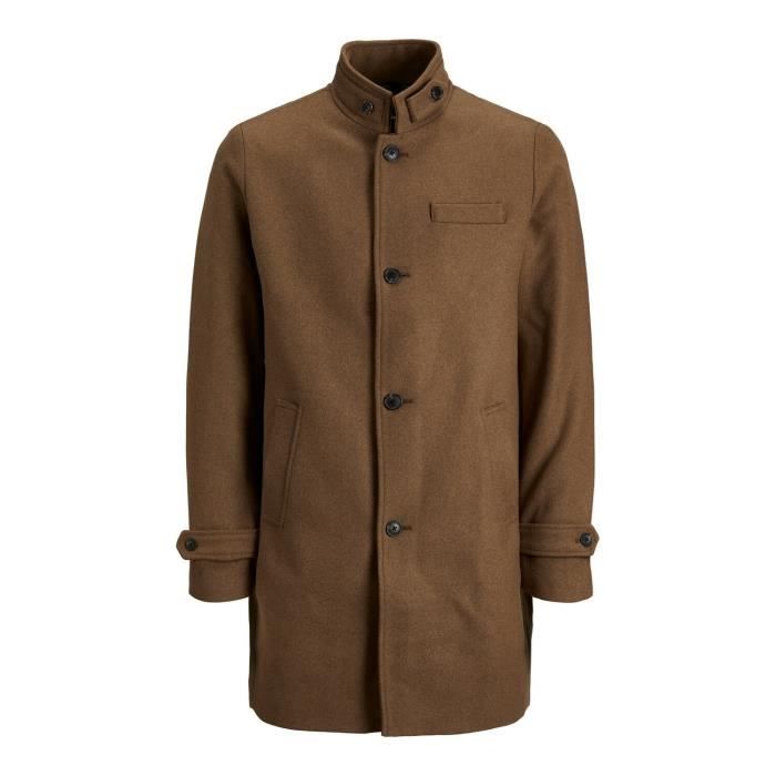 Manteau ajuste en laine melangee Jack Jones jprblamelton Dark coat khaki Homme Dark coat khaki Cdiscount Pret a Porter