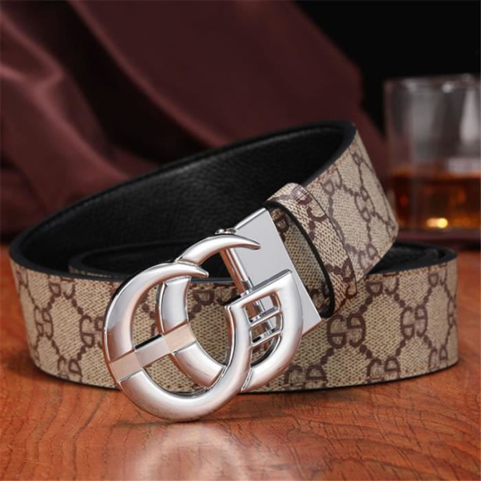 Ceinture Brighton Articulée - Cuir Gaufré Et Métal Mixte - Marron - Taille M - Femme